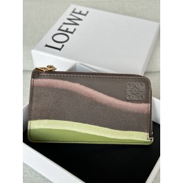 [나나] 로에베 코인 카드홀더 핑크 초콜릿 라이트 모스 7.5*13