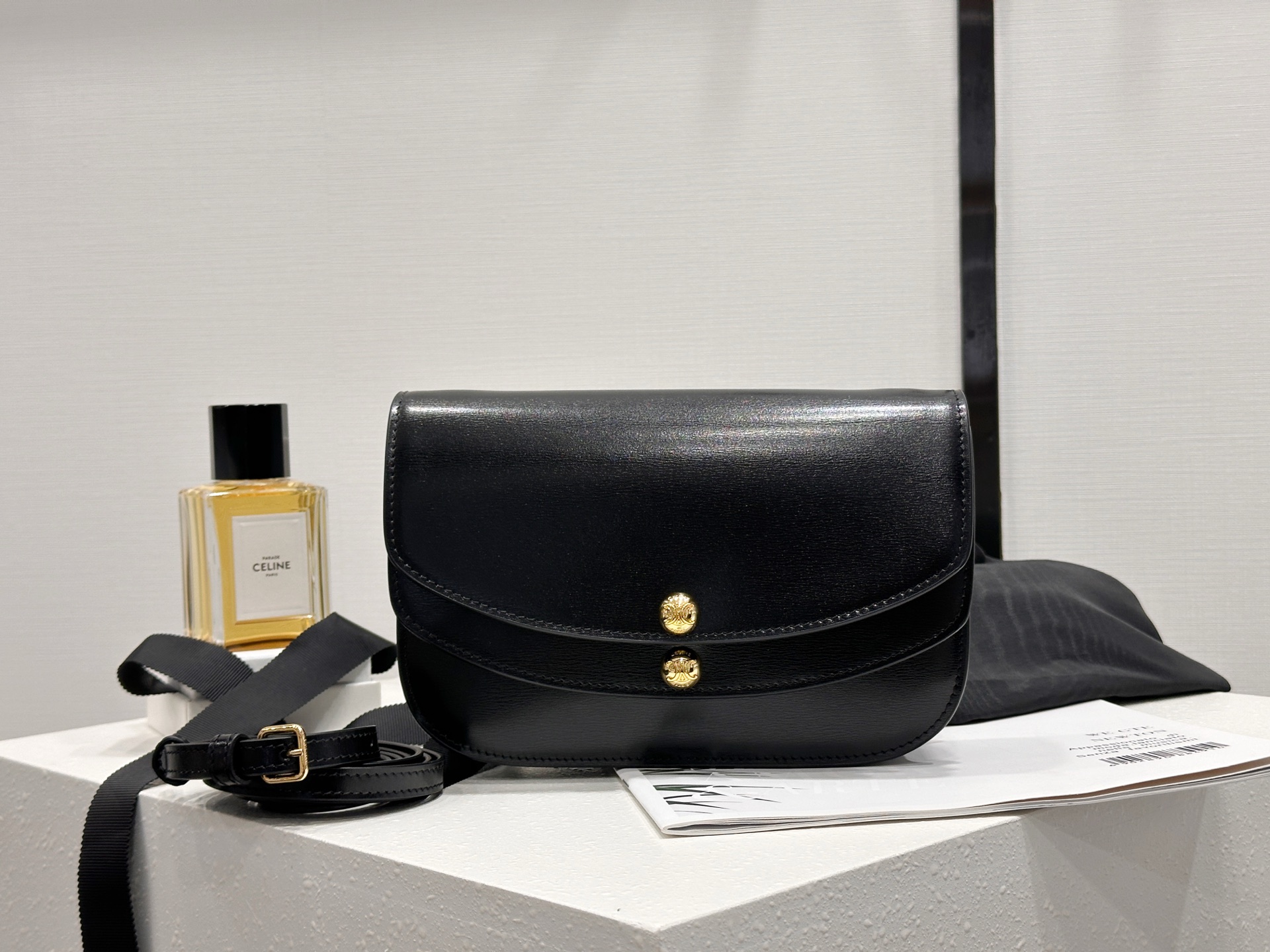 [팬더] 셀린느 듀오 크로스 바디 백 블랙 20*13*6