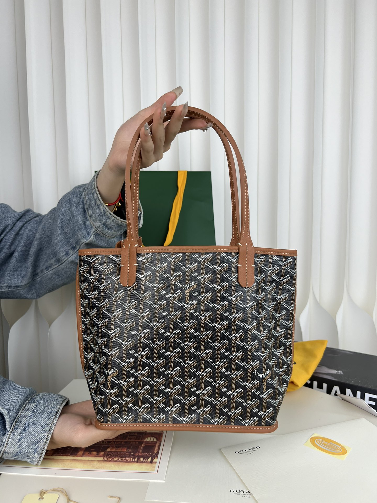 [팬더] 고야드 앙주 미니 토트백 브라운 20*10*20