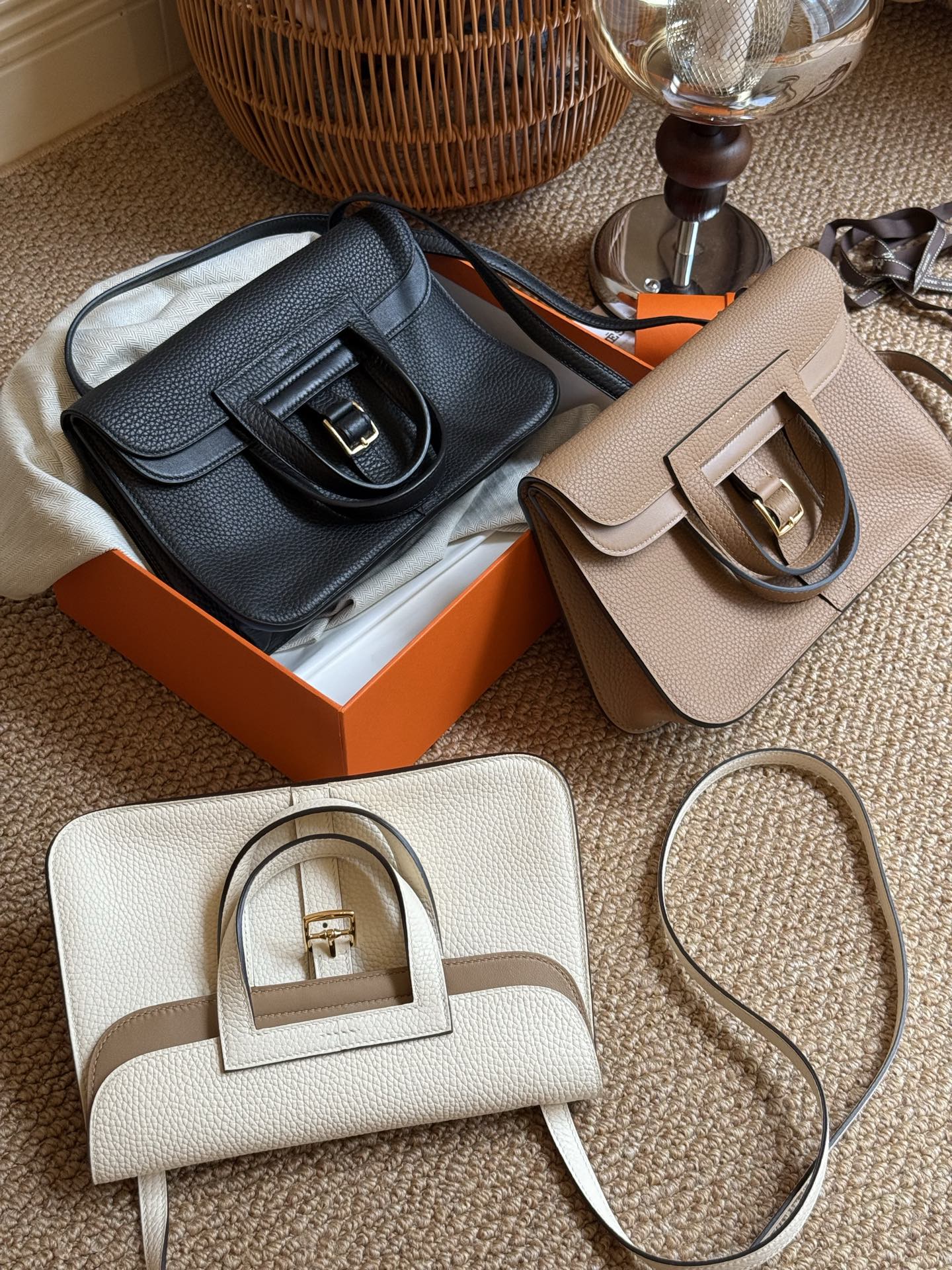 [찡댄] 에르메스 할잔 백  블랙/베이지/브라운