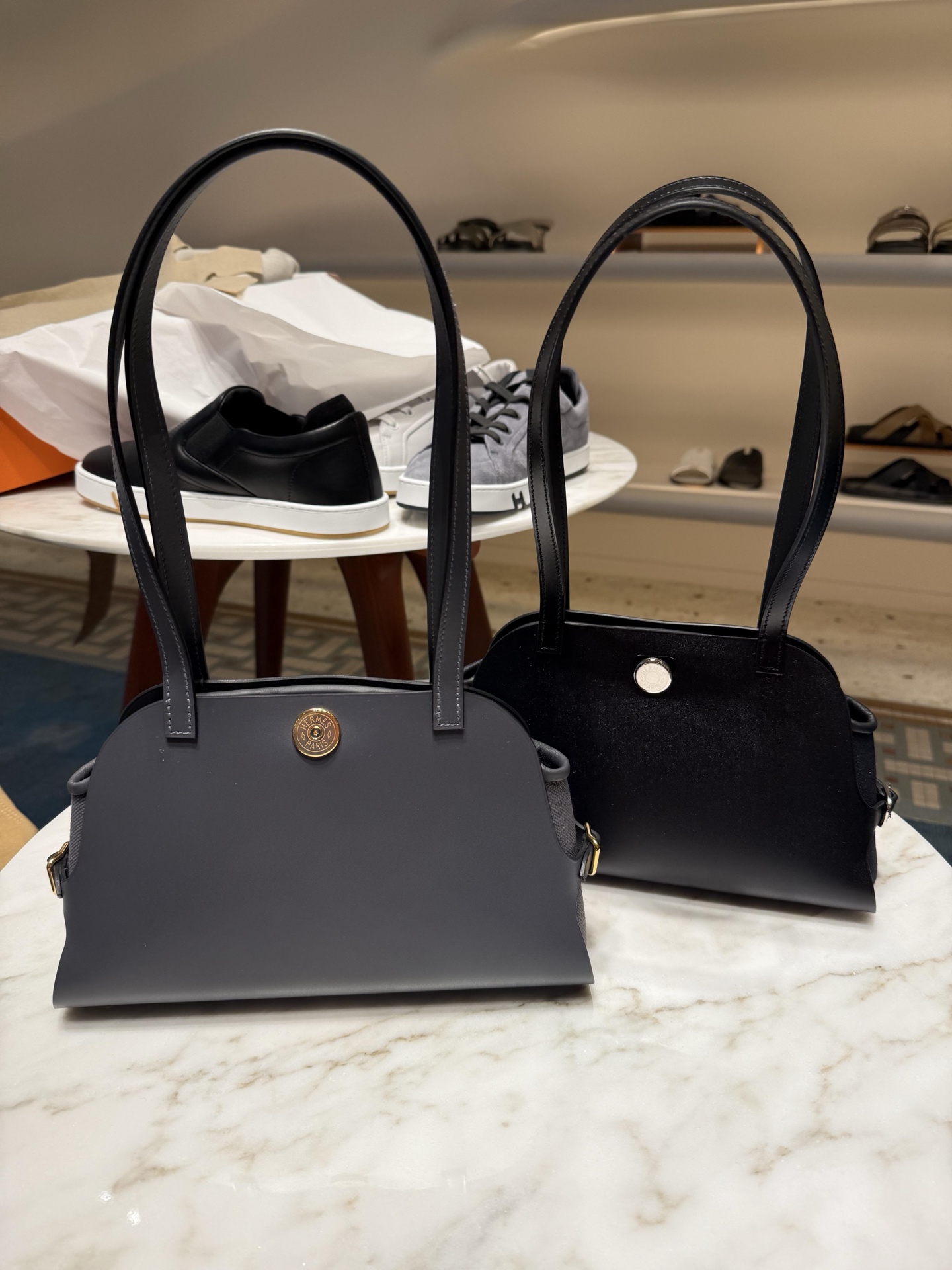 [찡댄] 에르메스 타블리에 셀리에 탑 핸들백 블랙/그레이