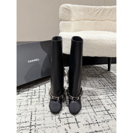 [제이드] 샤넬 카프스킨 골드메탈 하이부츠 블랙