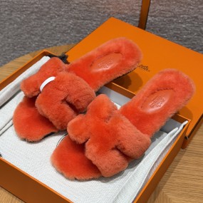 [찡댄] 에르메스 오란 시어링퍼 슬리퍼 오렌지