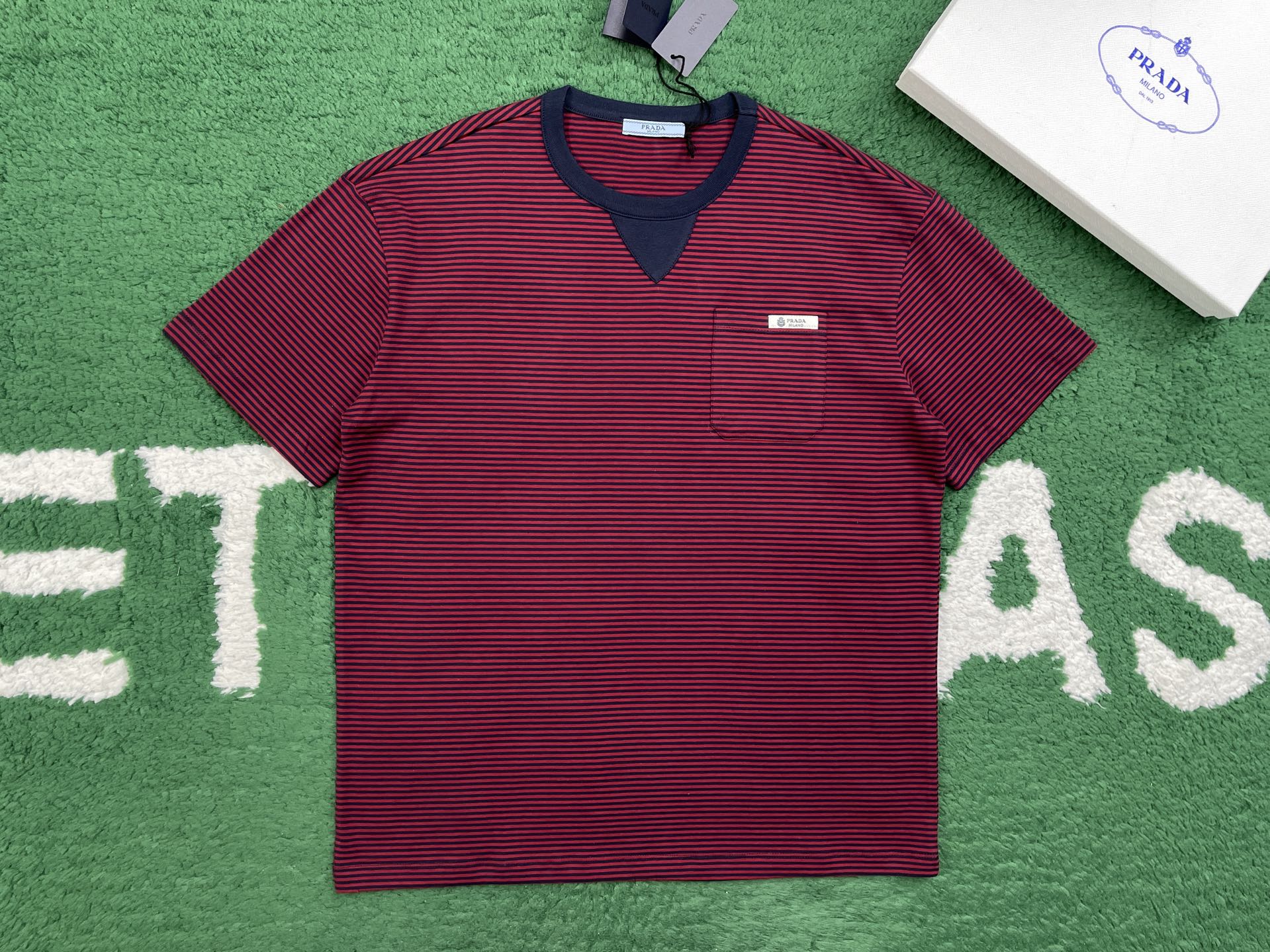 [레어샵] 프라다 스트라이프 티셔츠 레드